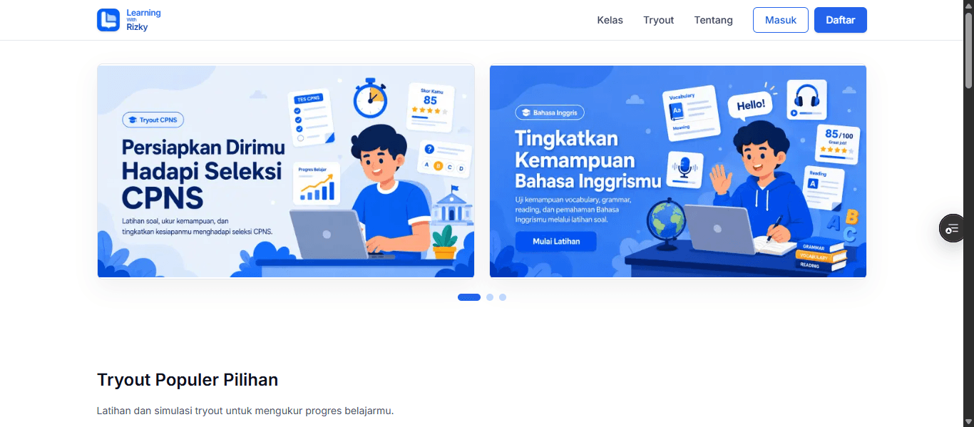 Screenshot aplikasi Learning With Rizky